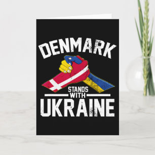Danmark Står Med Ukraina Ukrainsk Danskt Flagga Kort