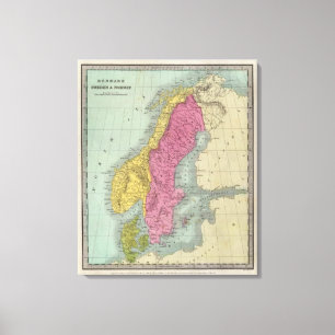 Danmark sverige och norge canvastryck