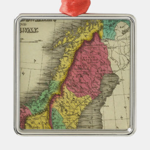 Danmark, sverige och norge julgransprydnad metall