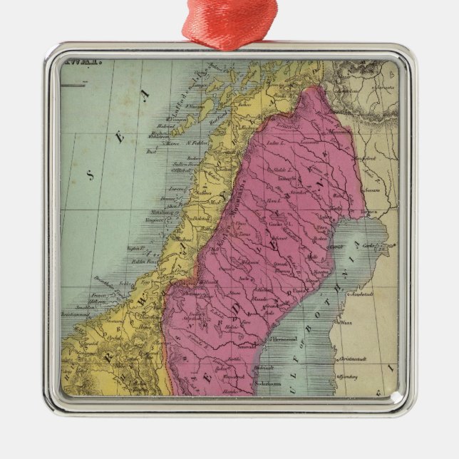 Danmark sverige och norge julgransprydnad metall (Framsidan)