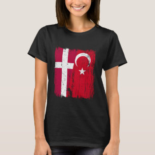 Danmark Turkiet Halv Flagga Turkiet Danska Turkisk T Shirt