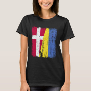 Danmark Ukraina Halv Flagga Dansk Ukrainsk Arv T Shirt