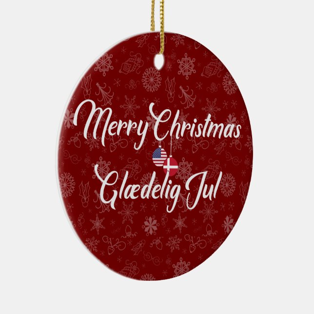 Danmark USA Tvåspråkig God Jul Julgransprydnad Keramik (Höger)