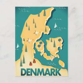 Danmark Vintage stil karta reseinformation affisch Vykort