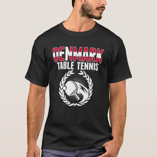 Danmarks Bord Tennis Danish Ping Pong Team Suppo T Shirt (Framsida)