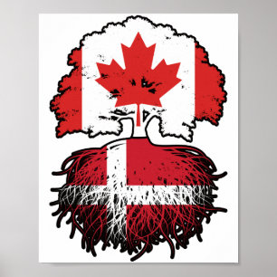 Danmarks Canadian Canada Träd Roots Flagga Poster