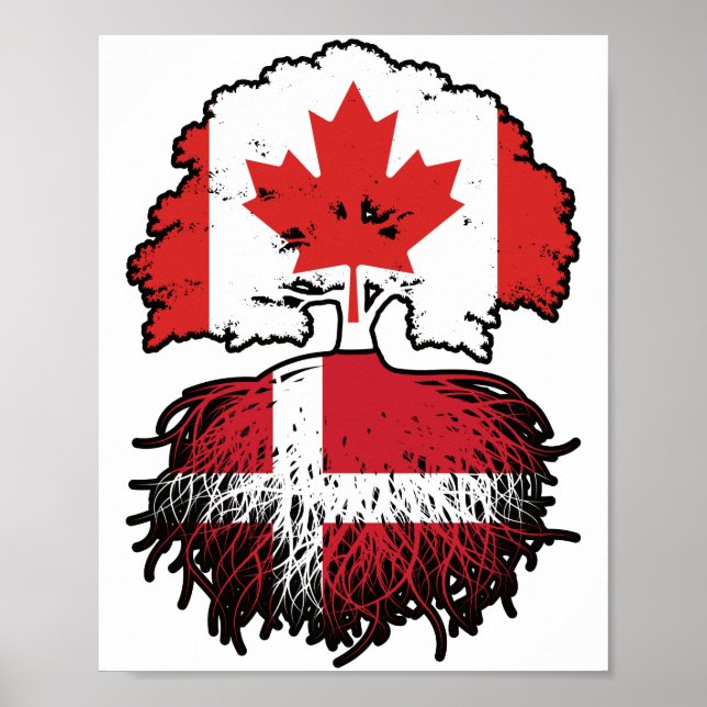 Danmarks Canadian Canada Träd Roots Flagga Poster (Framsidan)