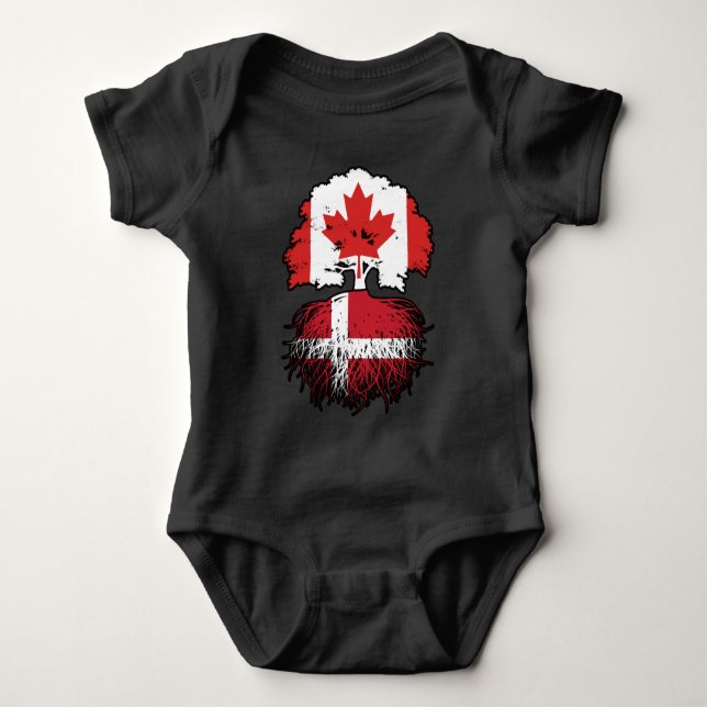 Danmarks Canadian Canada Träd Roots Flagga T Shirt (Framsida)