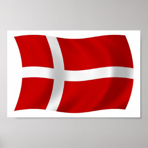Danmarks Flagga Affisch Tryck