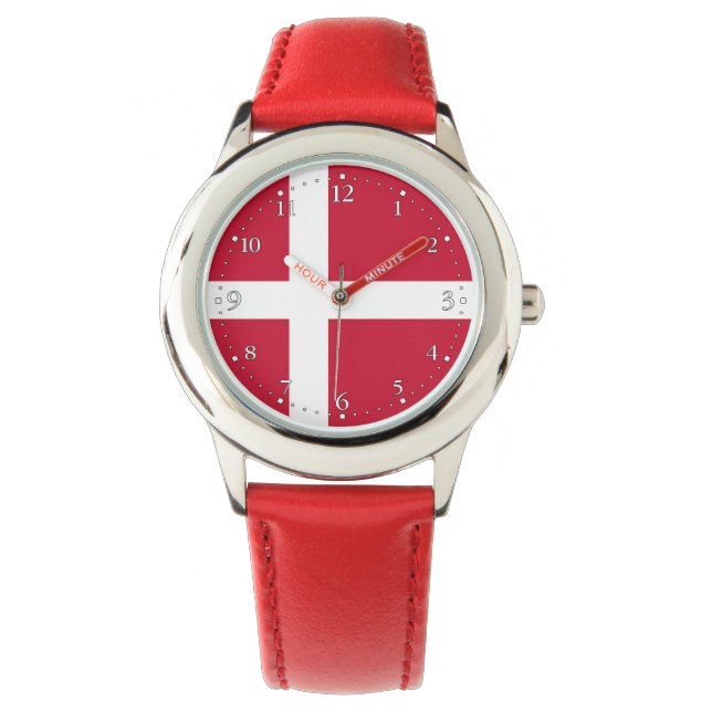 Danmarks flagga armbandsur (Framsida)