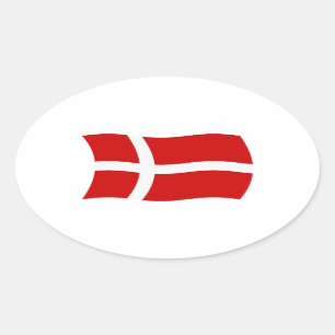 Danmarks flagga dekal ovalt klistermärke