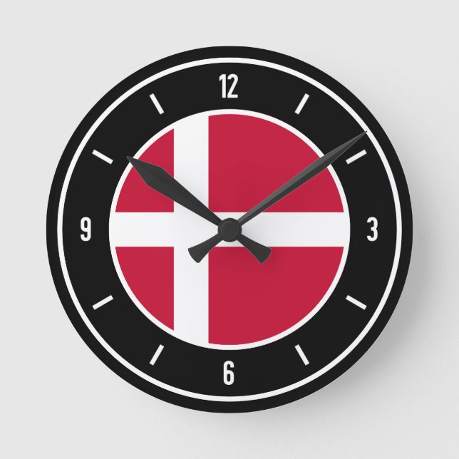 Danmarks Flagga Elegant Rund Klocka (Framsida)