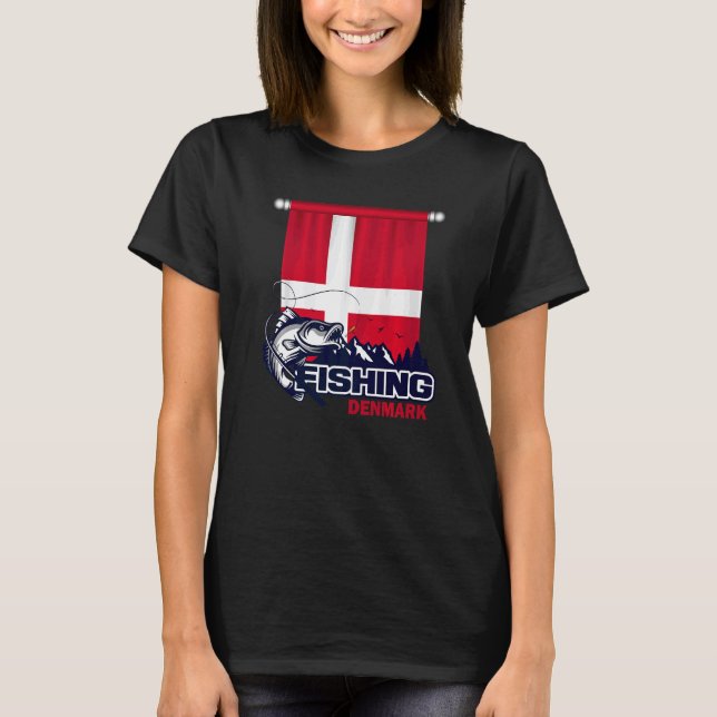 Danmarks Flagga Fiske i Danmark T Shirt (Framsida)