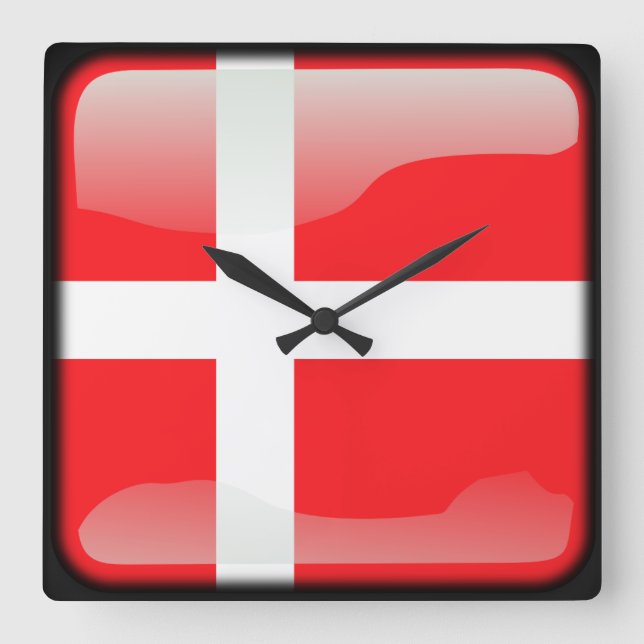 Danmarks flagga fyrkantig klocka (Framsida)