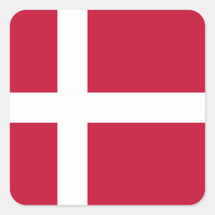 Danmarks flagga fyrkantigt klistermärke