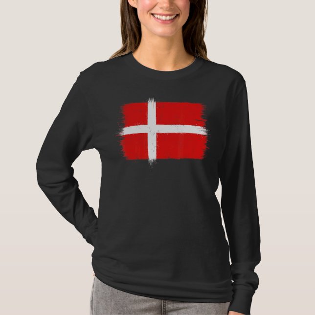 Danmarks Flagga Grundlovsdag Danmark Dag 5 juni Da T Shirt (Framsida)