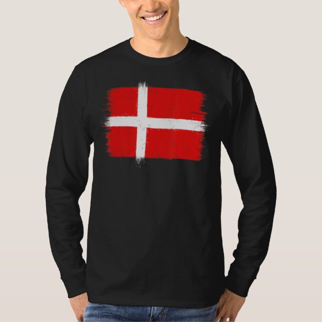 Danmarks Flagga Grundlovsdag Danmark Dag 5 juni Da T Shirt (Framsida)
