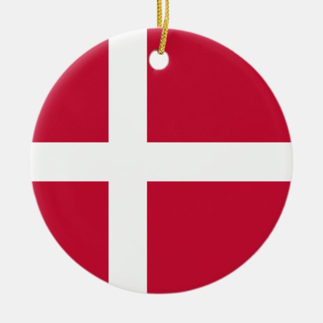 Danmarks flagga julgransprydnad keramik (Framsidan)