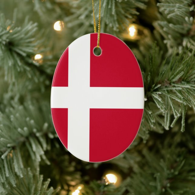 Danmarks flagga julgransprydnad keramik (Träd)