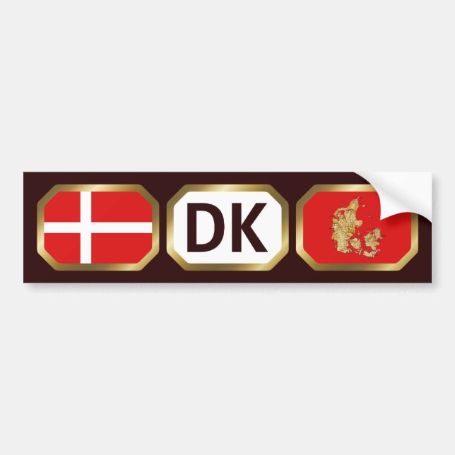 Danmarks Flagga Karta-kod Bildekal (Framsidan)