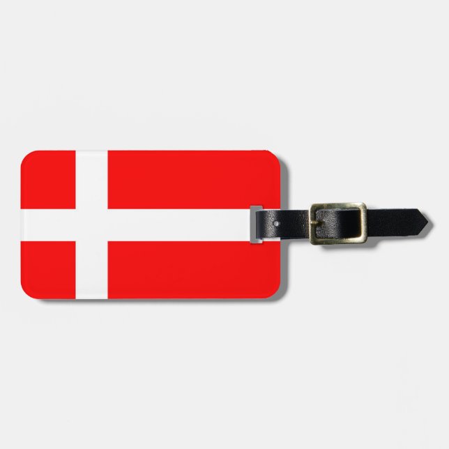 Danmarks Flagga Luggage Tag! Bagagebricka (Horisontell Framsida)
