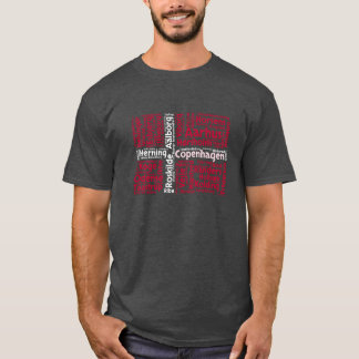 Danmarks flagga med stadnamn Word Art vintage T Shirt