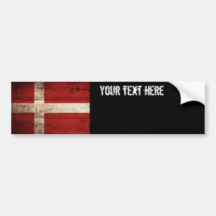 Danmarks flagga på gammal trästruktur bildekal