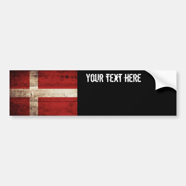 Danmarks flagga på gammal trästruktur bildekal (Framsidan)