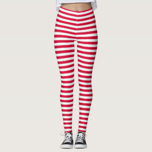 Danmarks flagga ränder land färgmönster rött vit leggings