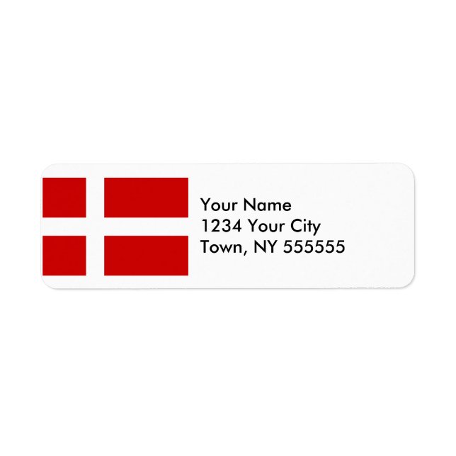 Danmarks flagga returadress etikett (Framsidan)