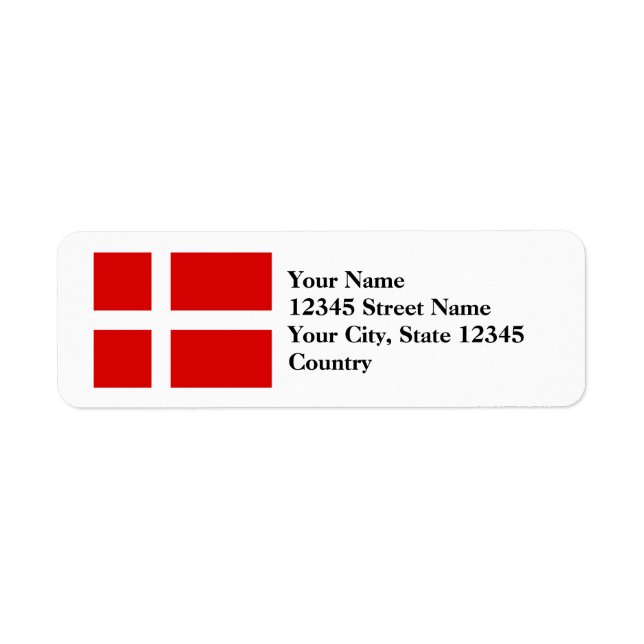 Danmarks flagga Returetiketter Returadress Etikett (Framsidan)