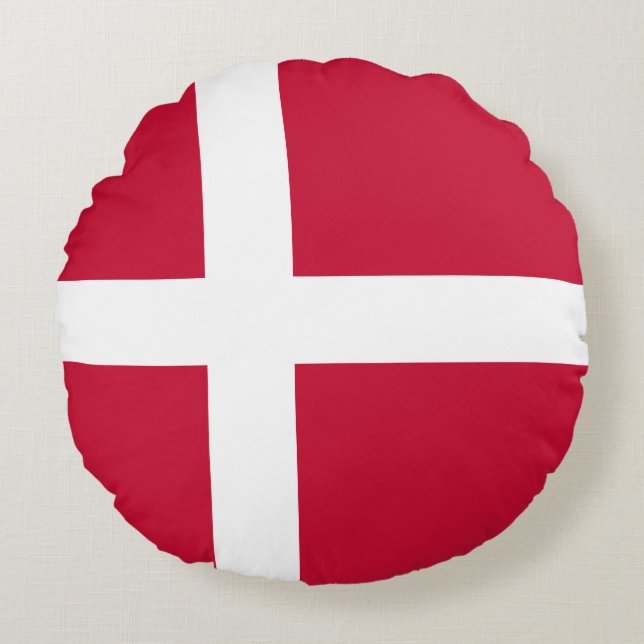 Danmarks flagga rund kudde (Framsidan)