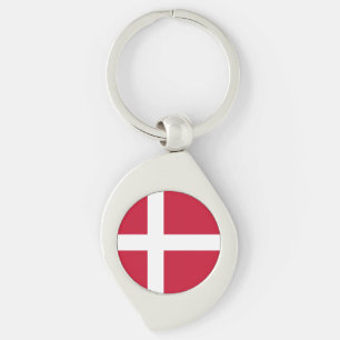 Danmarks flagga swirl silverfärgad nyckelring