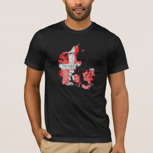 Danmarks flaggfärgskarta T-shirt