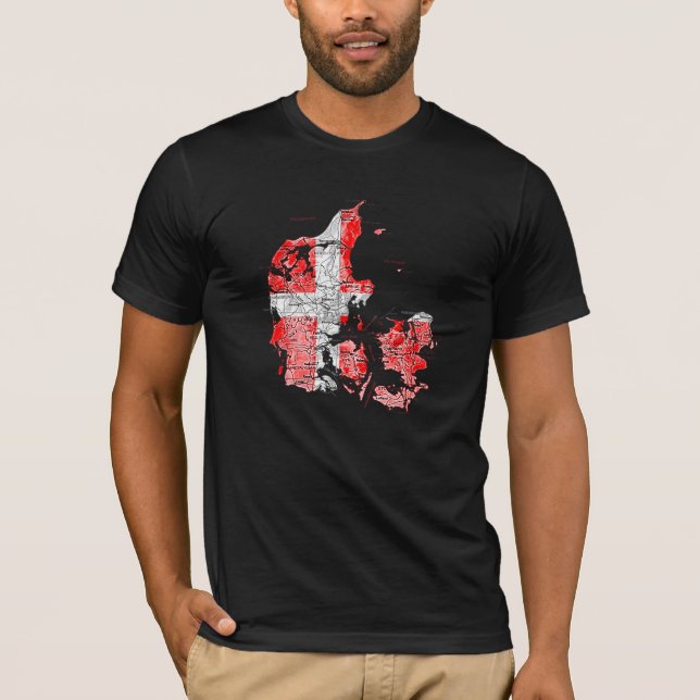 Danmarks flaggfärgskarta T-shirt (Framsida)