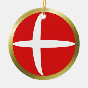 Danmarks flaggprydnad julgransprydnad keramik