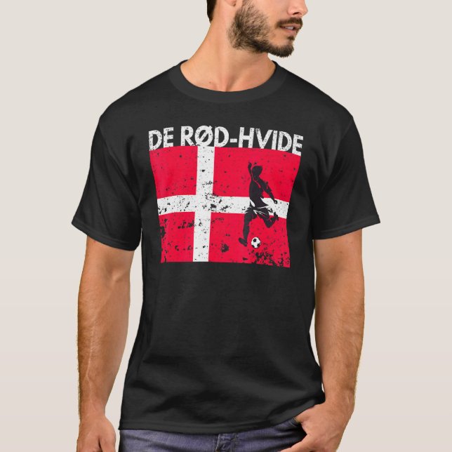 Danmarks fotbollslag Fläkt Jersey Soccer De Rd Hvi T Shirt (Framsida)