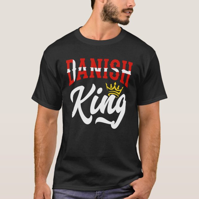 Danmarks Kung Danmark Danmark Flagga T Shirt (Framsida)