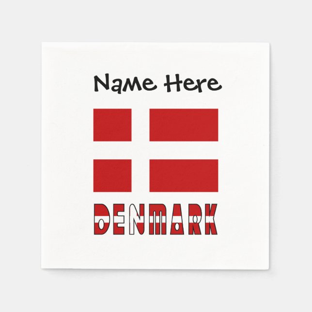 Danmarks och Danmarks Flagga Personlig Pappersservett (Framsidan)