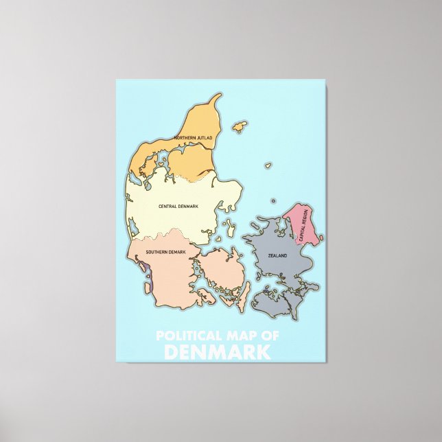 Danmarks politiska karta canvastryck (Framsida)