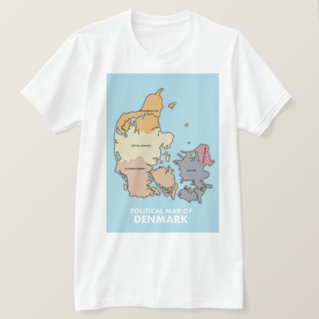 Danmarks politiska karta t shirt (Design framsida)