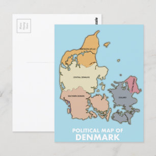 Danmarks politiska karta vykort
