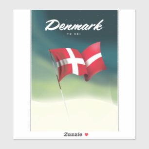 Danmarks "To ski"-reseaffisch Klistermärken