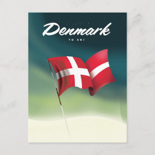 Danmarks "To ski"-reseaffisch Vykort