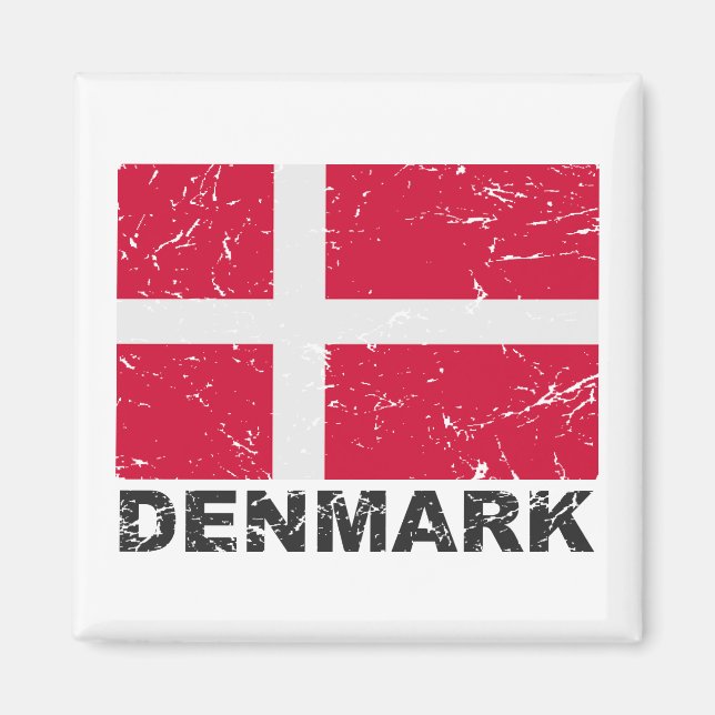 Danmarks Vintage Flagga Magnet (Framsidan)