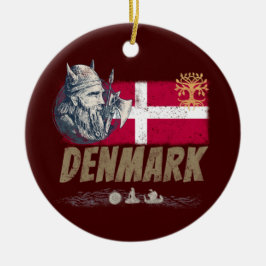 Danmarks vintage flagga viking and frakt souvenir julgransprydnad keramik