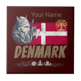 Danmarks vintage flagga viking and frakt souvenir kakelplatta