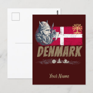 Danmarks vintage flagga viking and frakt souvenir vykort