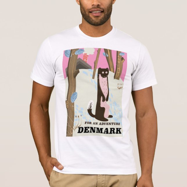 Danmarks vintage tecknad liggande reseaffisch tröja (Framsida)