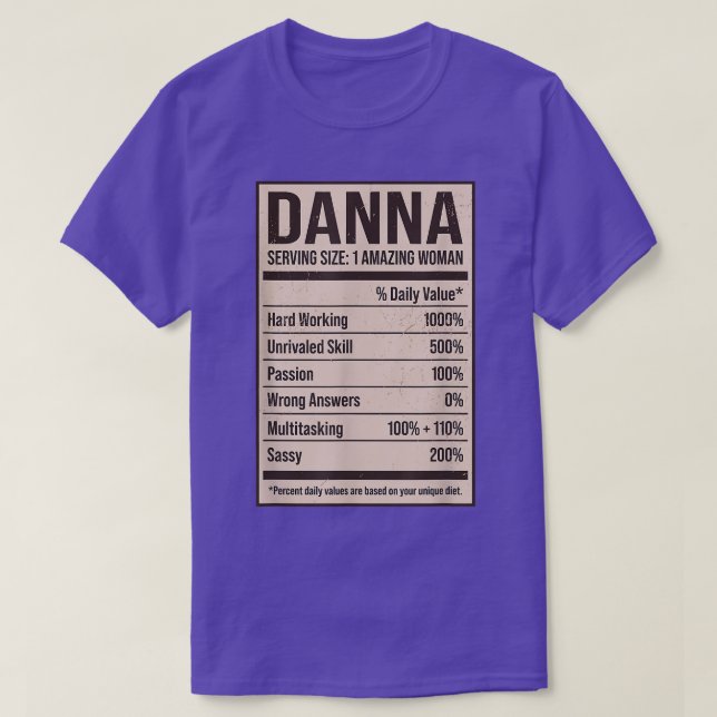 Danna Nutrition Facts Namn Nickname Alias Title fo T Shirt (Design framsida)